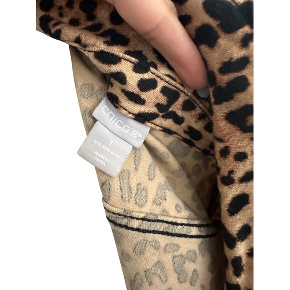 CHICO'S Women's Cheetah Print Button jacket Size 1  US 8/10 - Picture 3 of 6